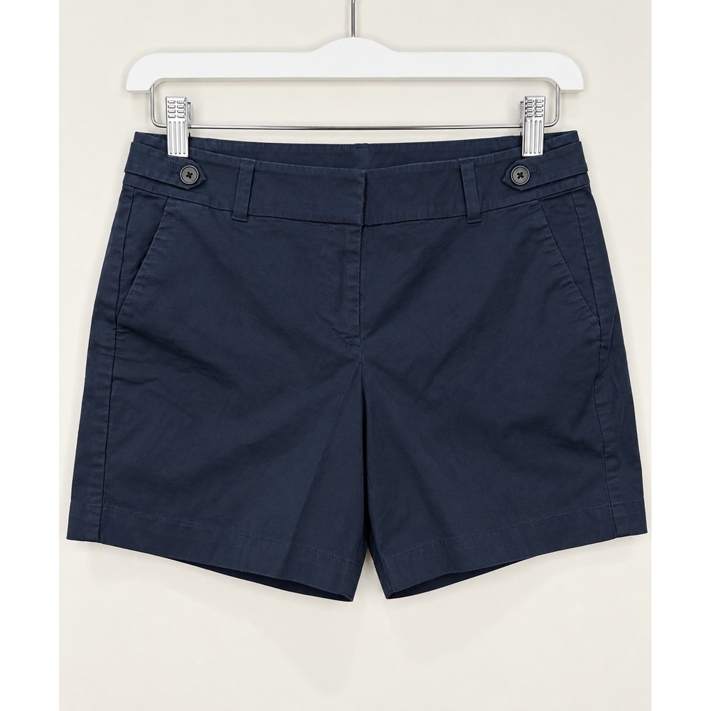 Ann Taylor Navy Blue Chino Shorts Womens Size 10 Solid Cotton Blend Casual